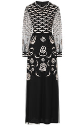 Loretta Embroidered Maxi Dress - Black